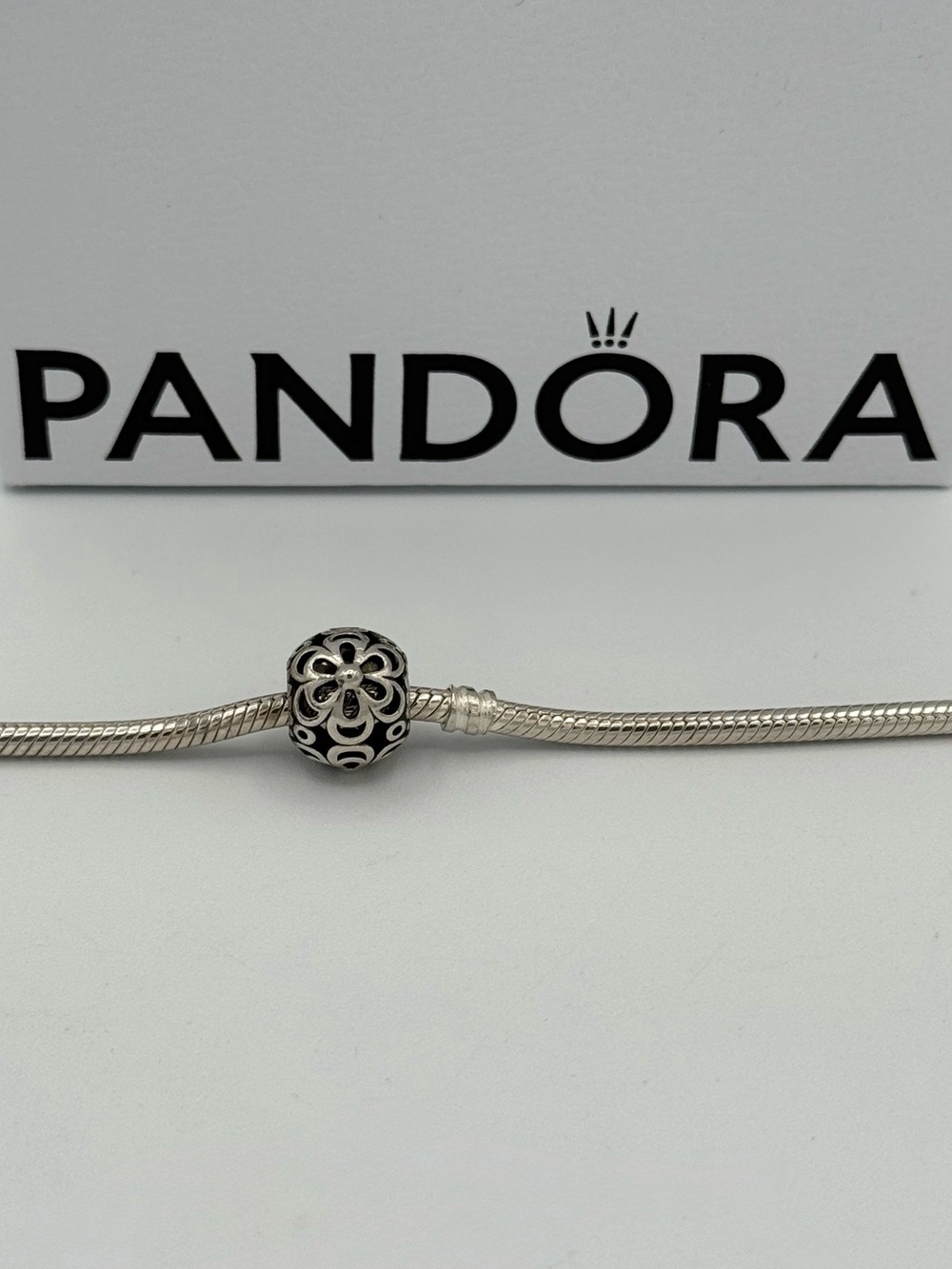 Pandora Picking Daisies Charm Floral Filigree Silver Bead Retired No Box